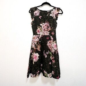 + Ali Nevaeh Floral Lace Dress Black Pink Fit & Flare Ruffle